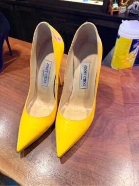 Jimmy Choo Yellow Patent Pointed-Toe Pumps - Classic Stiletto